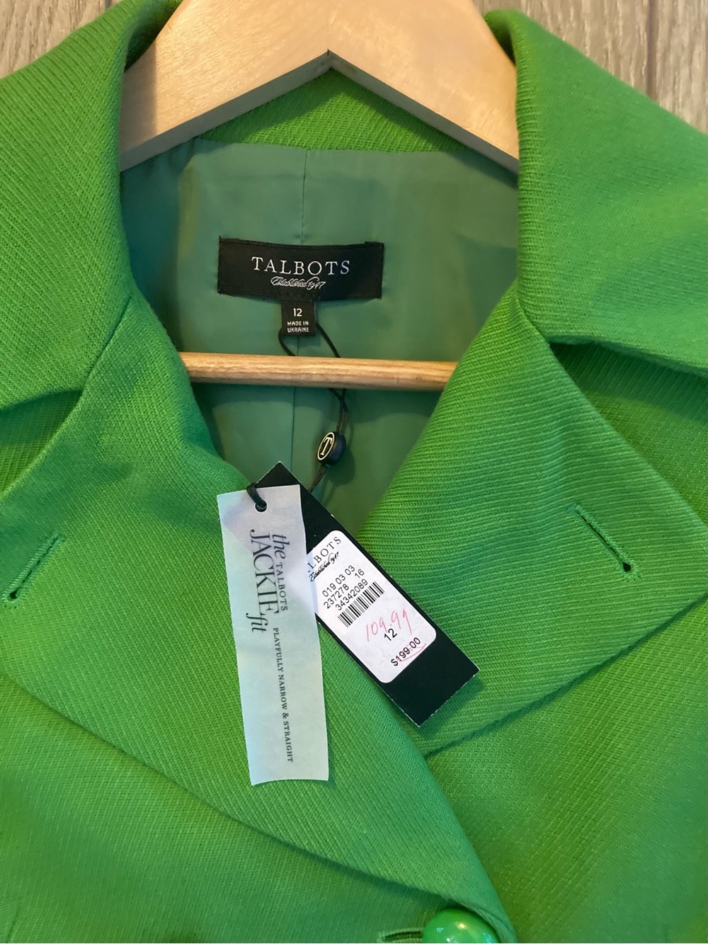 Talbots Bright Green Double-Breasted Pea Coat NW - Picture 4 of 8